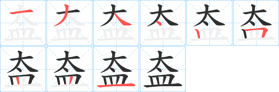 盇笔顺分步演示