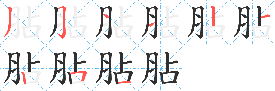 胋笔顺分步演示