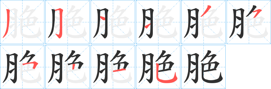 脃笔顺分步演示