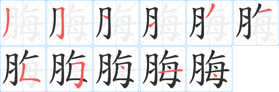 脢笔顺分步演示