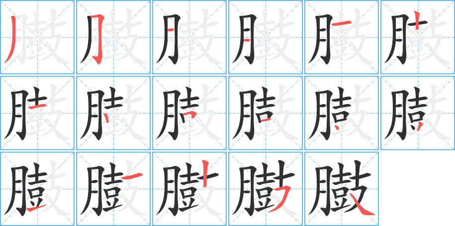 臌笔顺分步演示