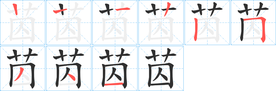苬笔顺分步演示