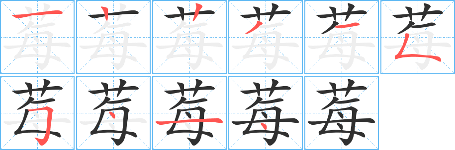 莓笔顺分步演示