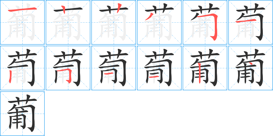 葡笔顺分步演示