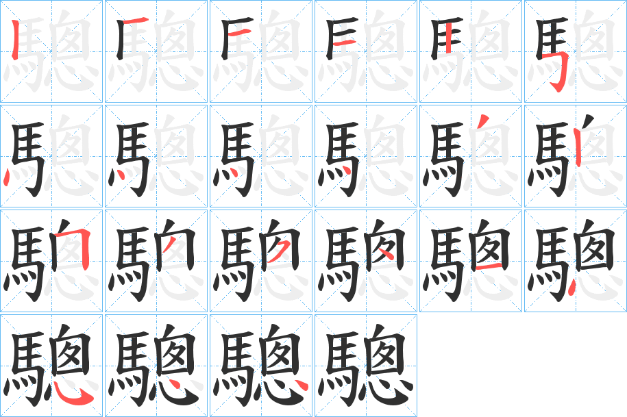 驄笔顺分步演示