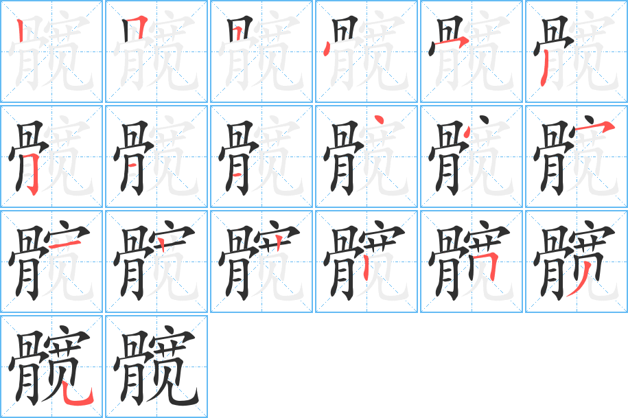 髋笔顺分步演示
