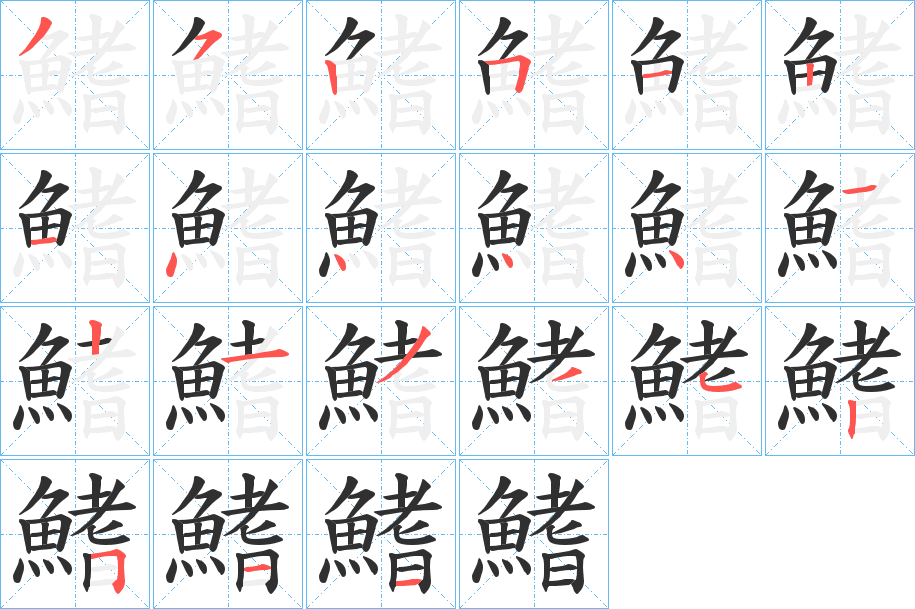 鰭笔顺分步演示