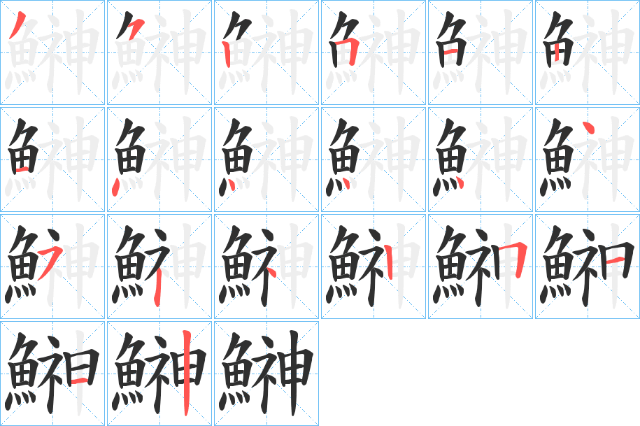 鰰笔顺分步演示