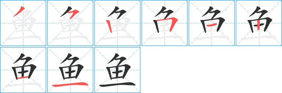 鱼笔顺分步演示